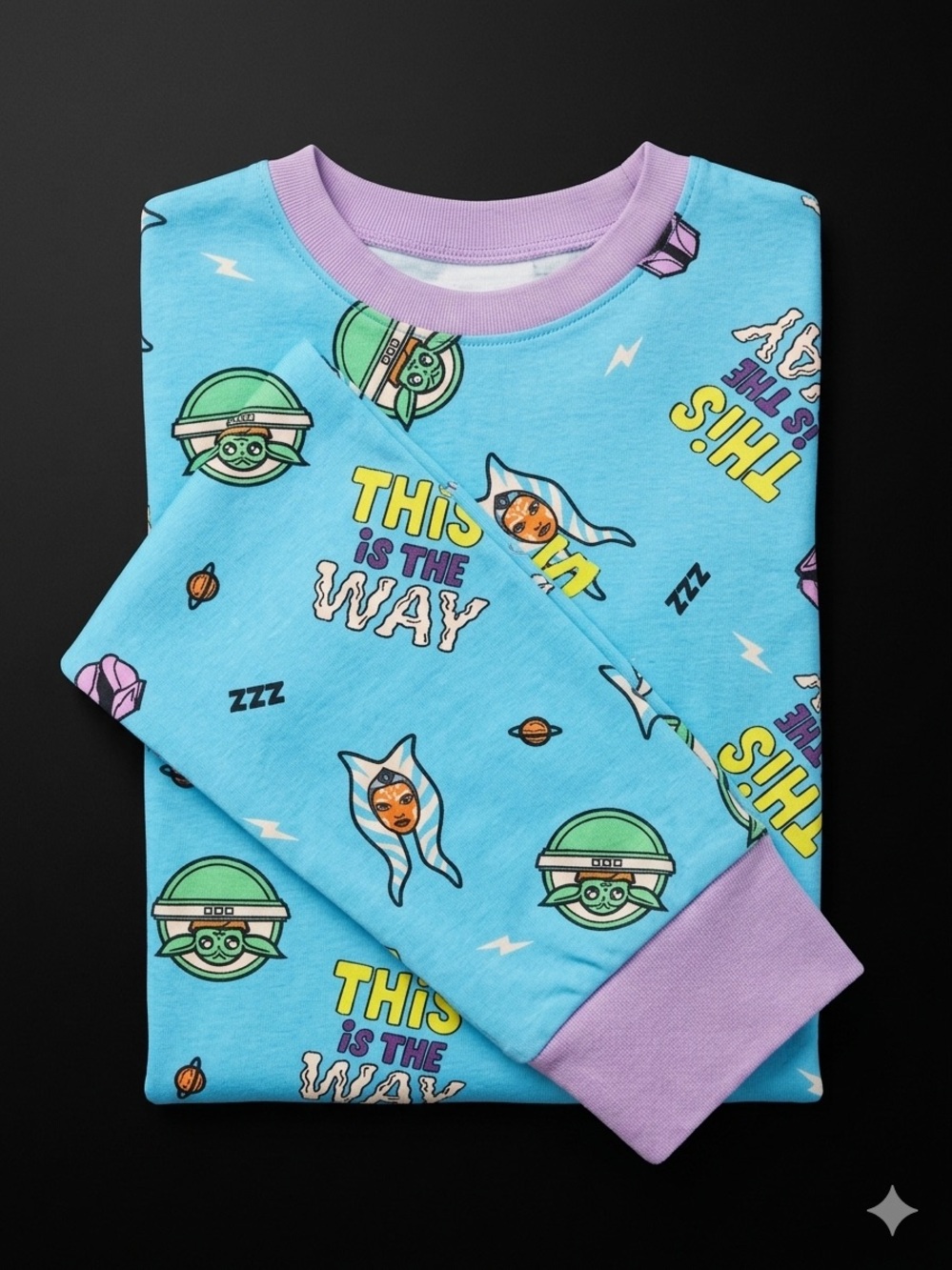 Youth Blue 'This Is The Way' Graphic Sweatshirt with Lilac Trim